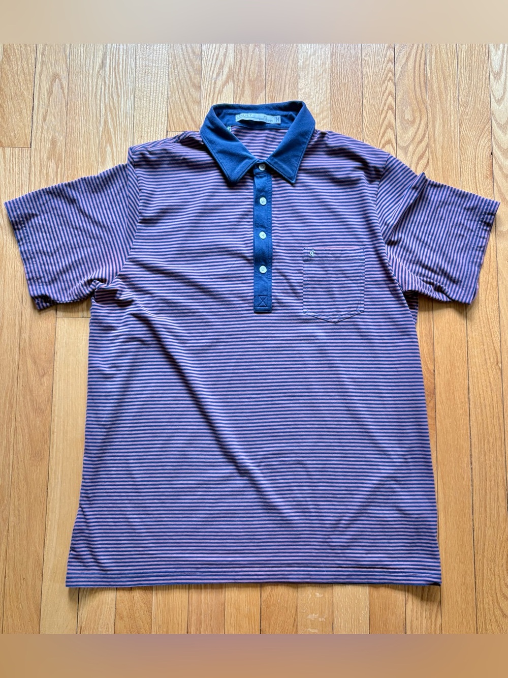 Criquet Men’s Short Sleeve Top Shelf Players Polo Shirt XL Blue Pink Stripes